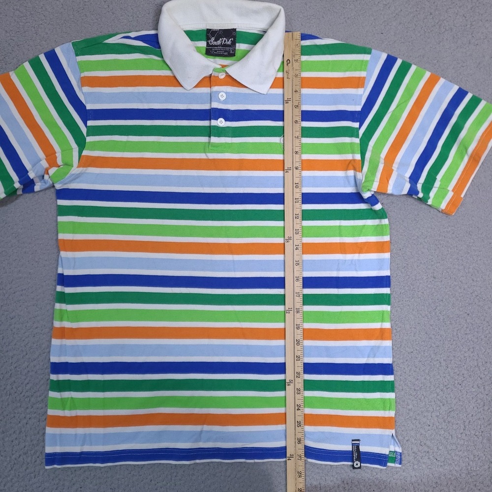 Southpole Polo Shirt Mens Large Colorful Striped‎ Authentic Collection Cotton - Picture 8 of 11